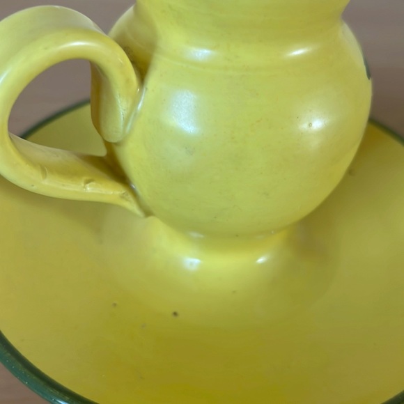 Antique 1922 Italian pottery candle dish holder  flowers Italy vintage - Picture 7 of 9